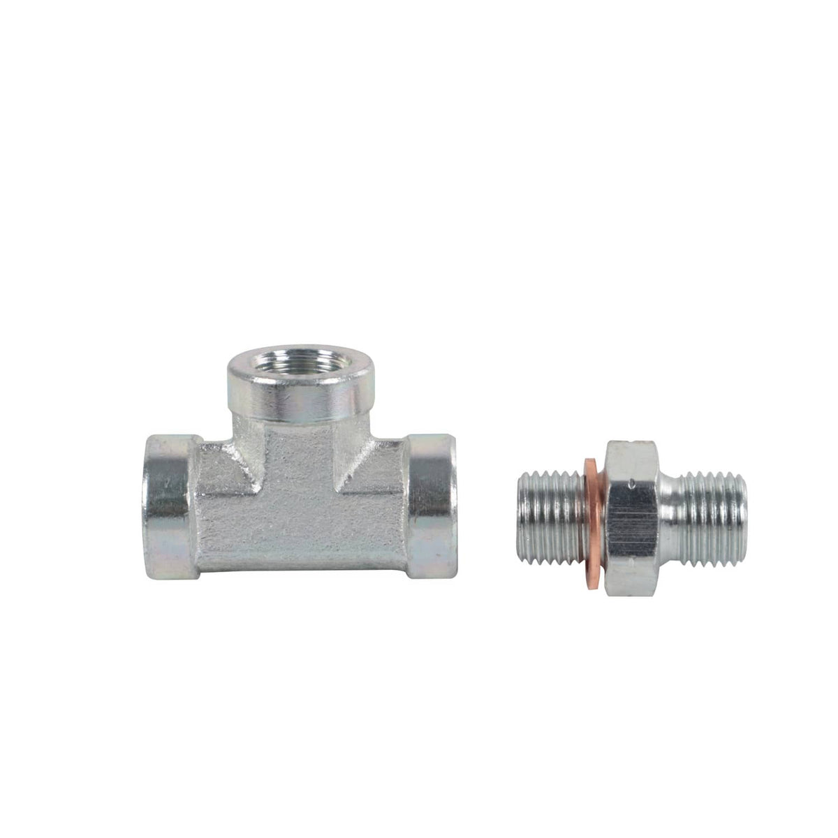 Metal IPR air test fitting with threaded connector and sealing ends