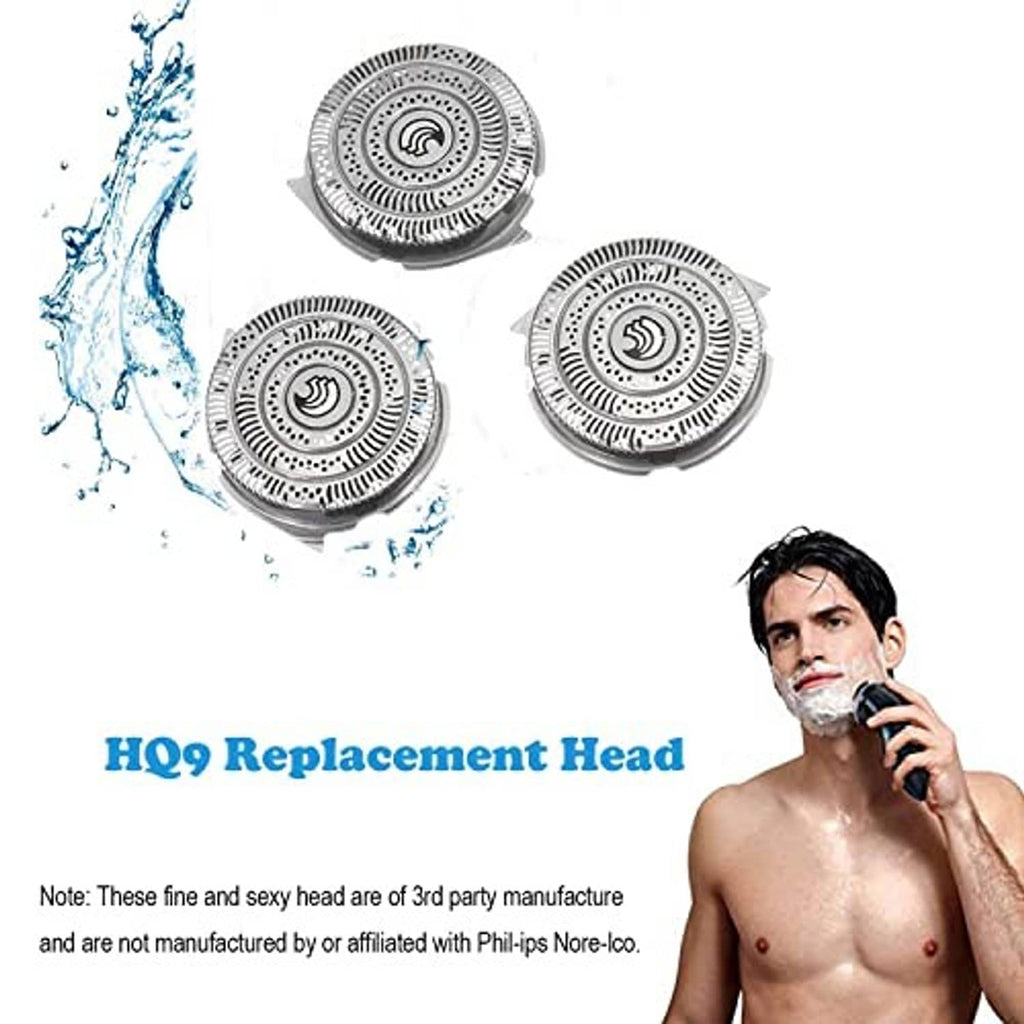 Three replacement electric shaver heads with circular cutting foil patterns