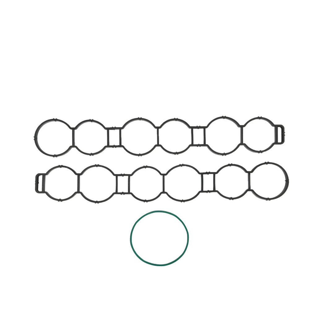 Intake manifold gasket set with multiple sealing rings and small circular gasket
