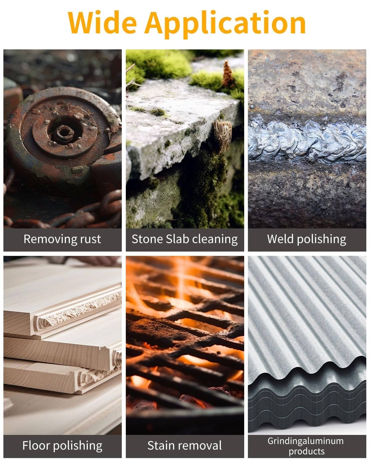 Wire wheel pair for metal cleaning and polishing on rust, stone, and weld surfaces