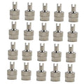 Set of 20 silver metal tire valve stem caps with slotted top and forked insert