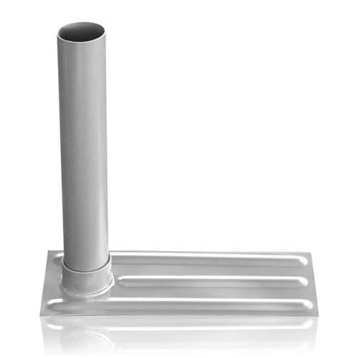 Metal tire-mount flag pole base with bracket bars and upright tube