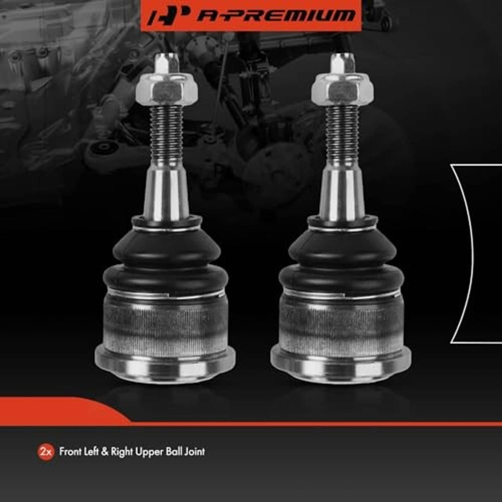 Front upper left and right ball joints with black boots and silver mounting studs