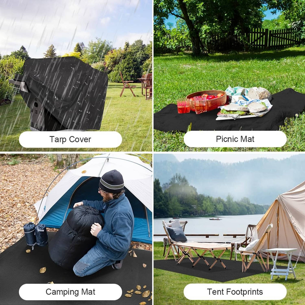 RivetOak Black Waterproof Tarp Cover for Outdoor: Durable and Tear 5x5ft,