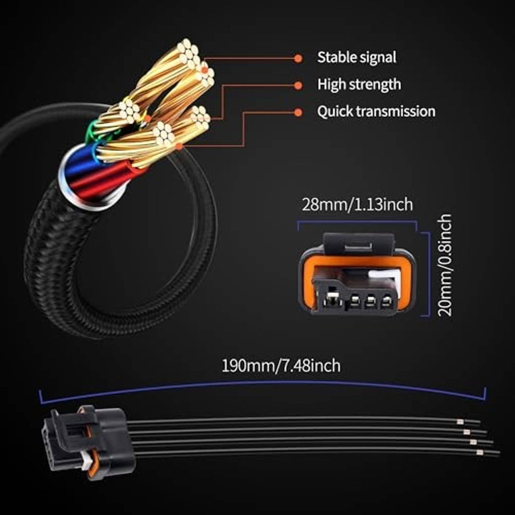Voltage regulator connector plug harness with bundled wires and compact black-orange connector