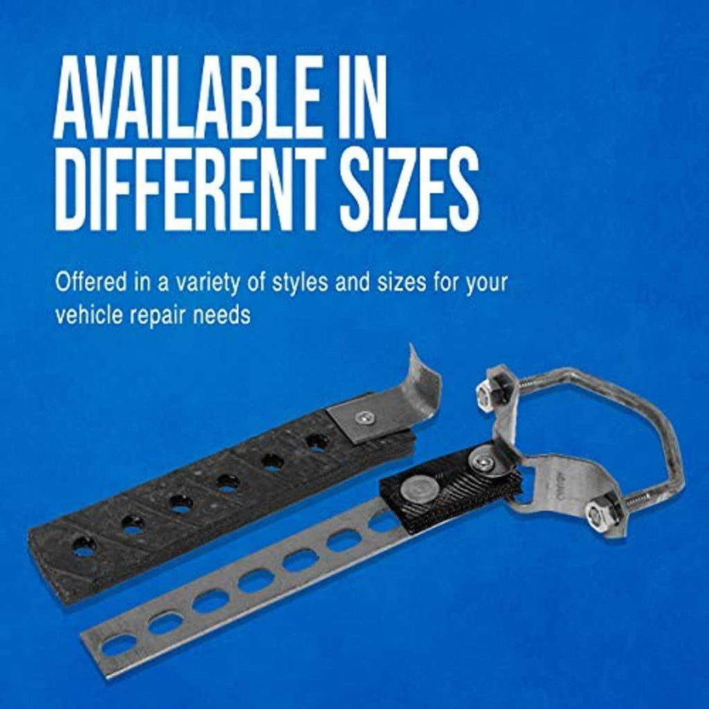 Exhaust hanger assembly with perforated bars and black mounting plates with U-bolts