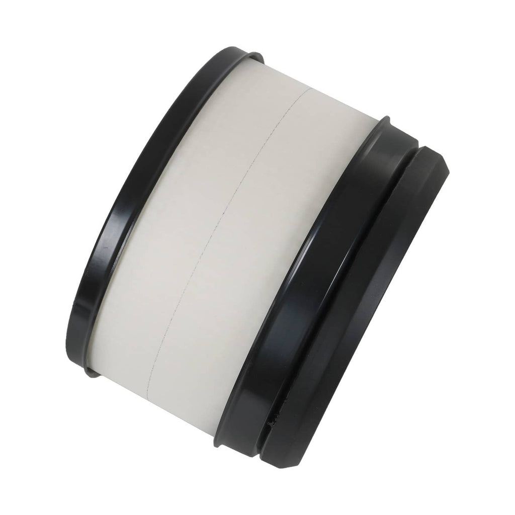 Engine air filter side profile, white pleated housing with black outer ring