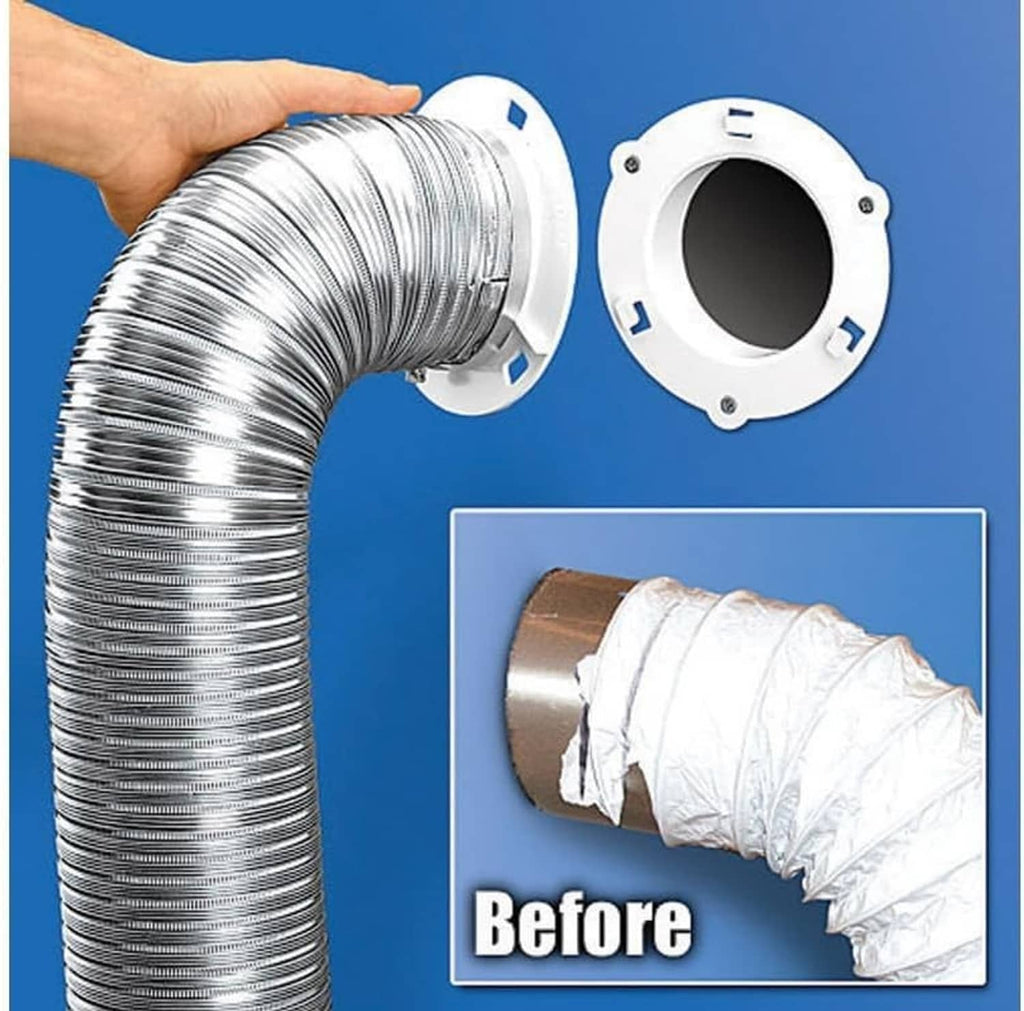 4 in flexible metal dryer vent hose with white quick-release two-piece connector
