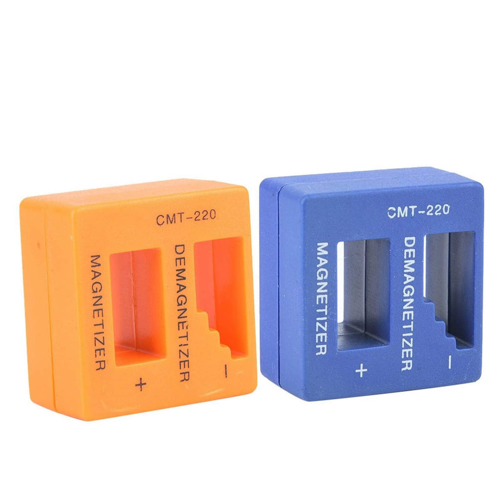 Magnetizer and demagnetizer blocks, blue and orange with CMT-220 and +/− icons
