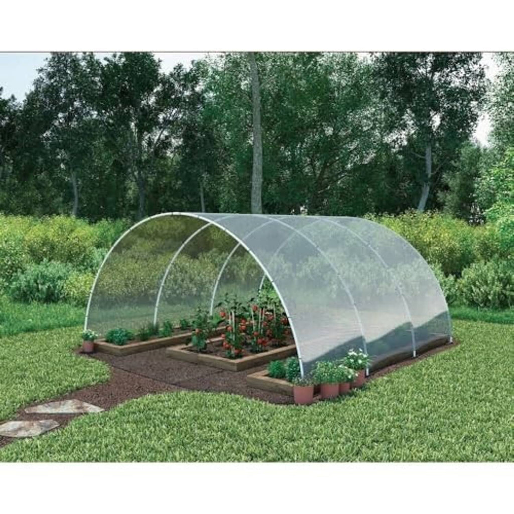 Arch-shaped plant shade cloth tent, translucent gray with open ends