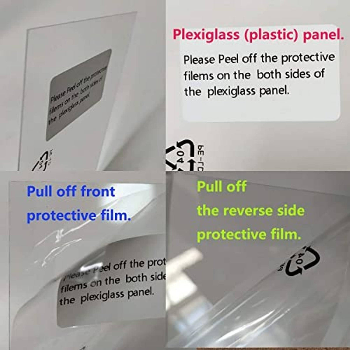 6x6 square solid wood photo frame with clear plexiglass panel and protective film
