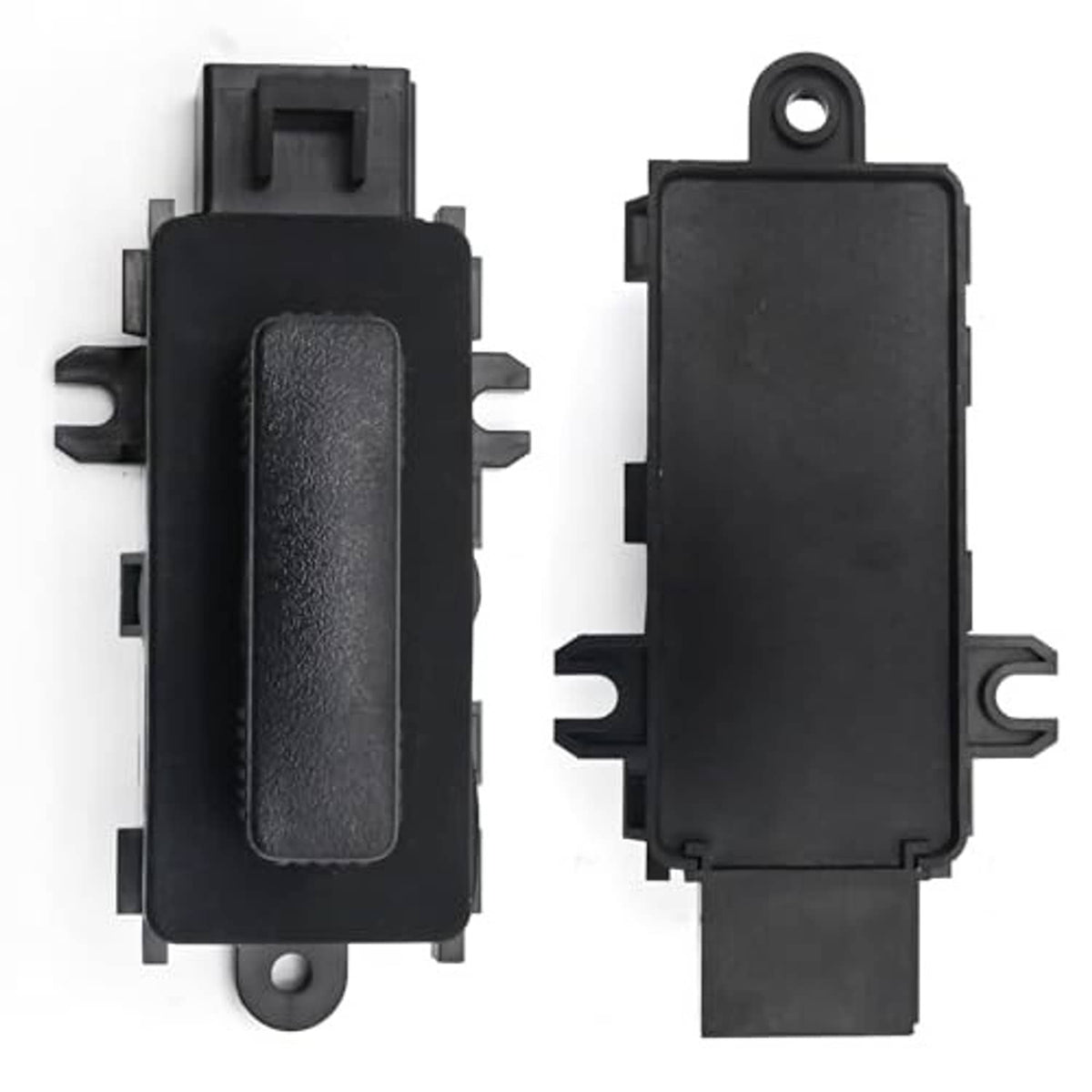 Black power seat adjustment switch with textured grip and rear mounting pins