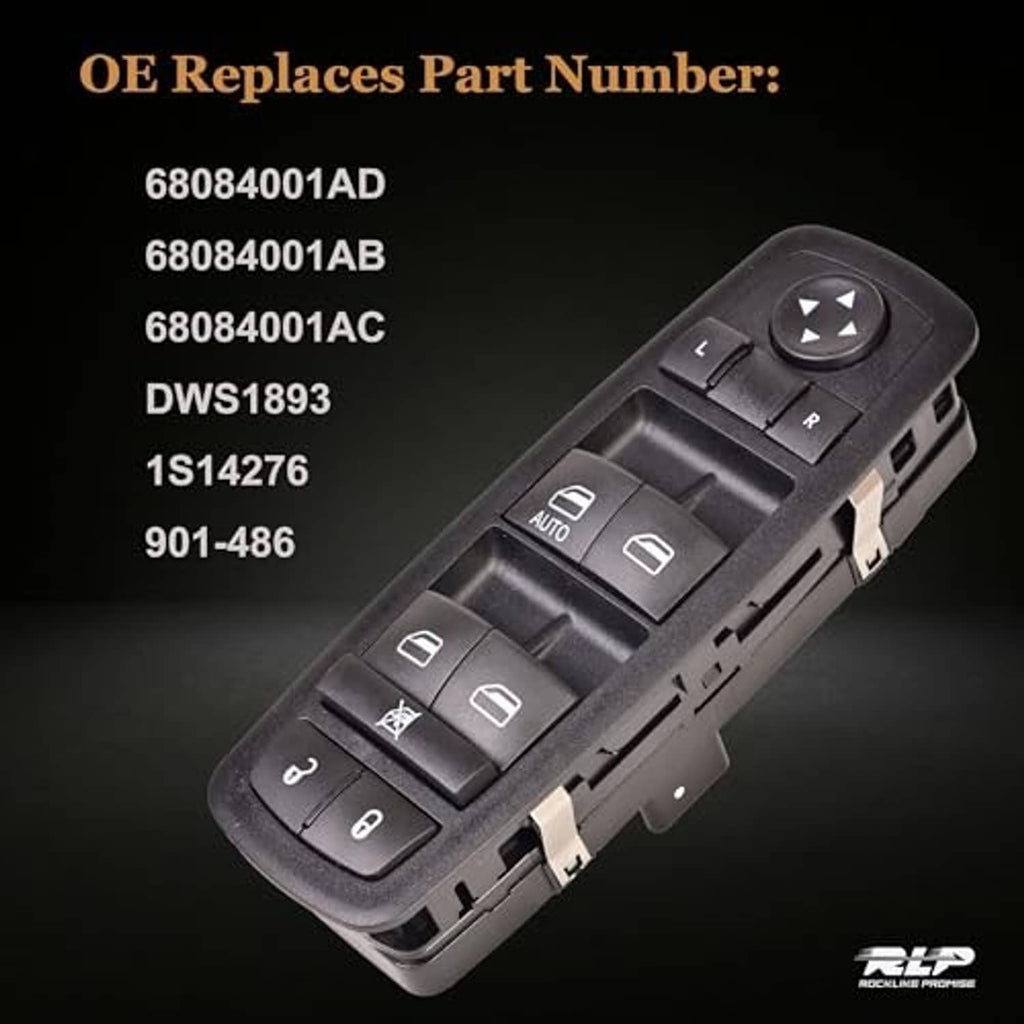Black driver side power window switch with AUTO and direction arrow icons