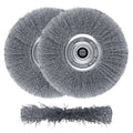 8-inch wire wheel for bench grinder with silver arbor hub, dark gray steel bristles