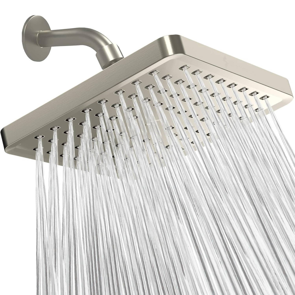 SparkPod brushed nickel square rain shower head with spray nozzles