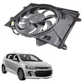 Engine radiator cooling fan assembly with gray fan blades and mounting shroud