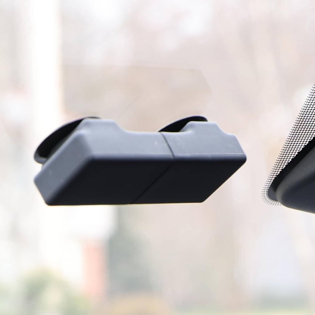 Rectangular EZ Pass holder with side clips and interlocking strip