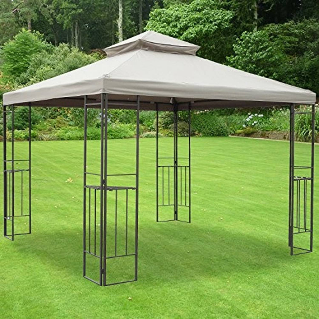 Beige gazebo replacement canopy top cover installed on metal frame