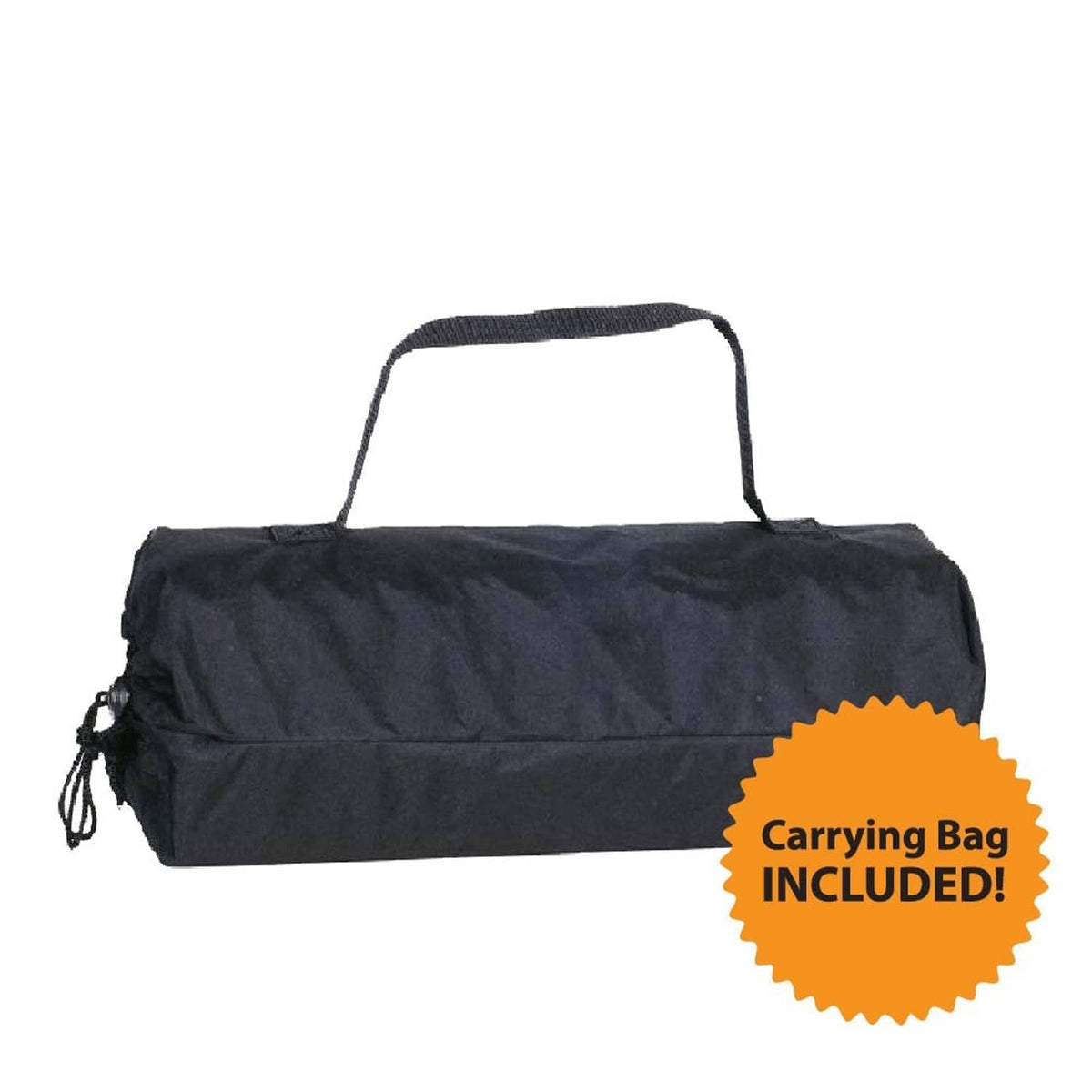 Black nylon carrying bag with handle for camping mat, included