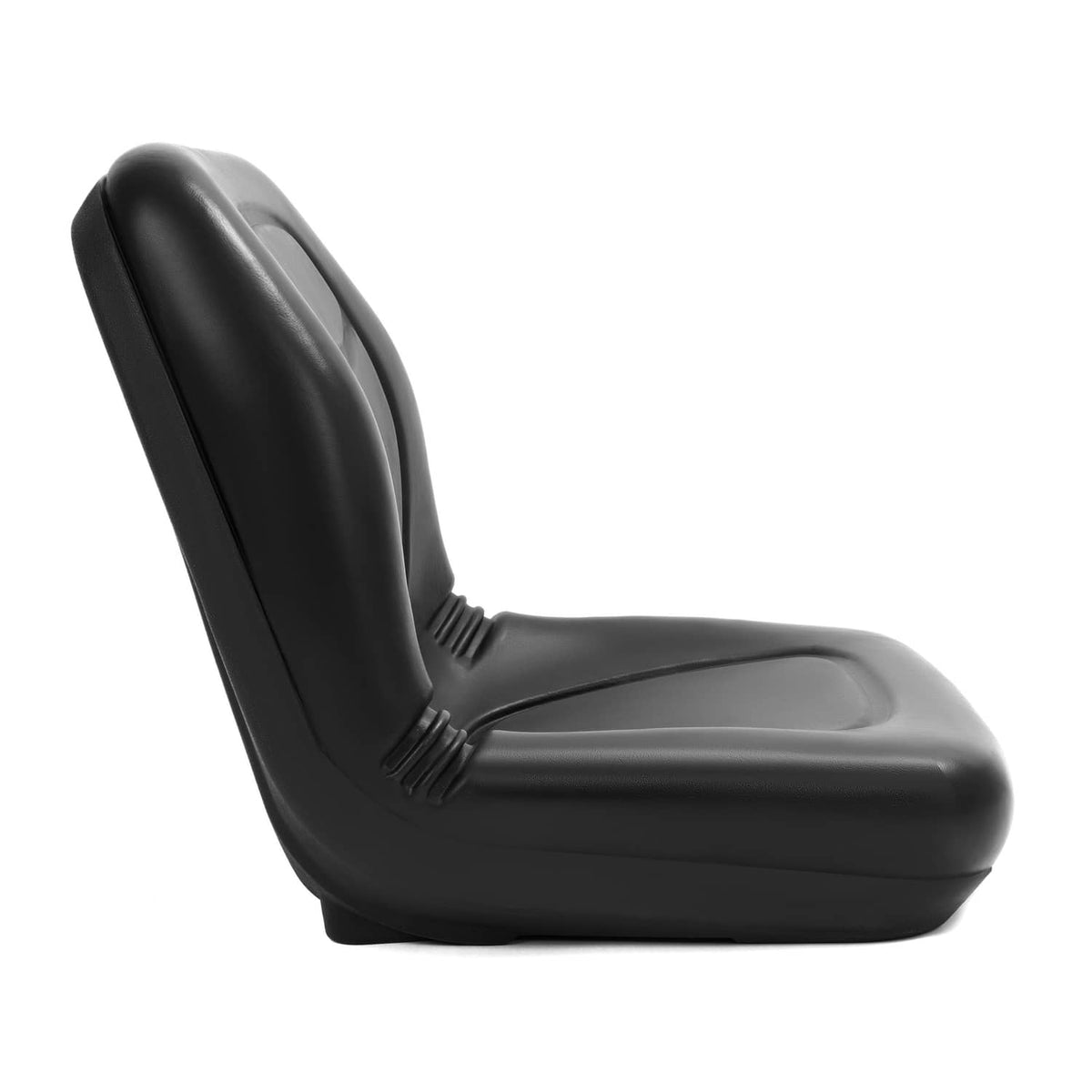 Black seat cushion and backrest, shown from side angle with smooth molded shape