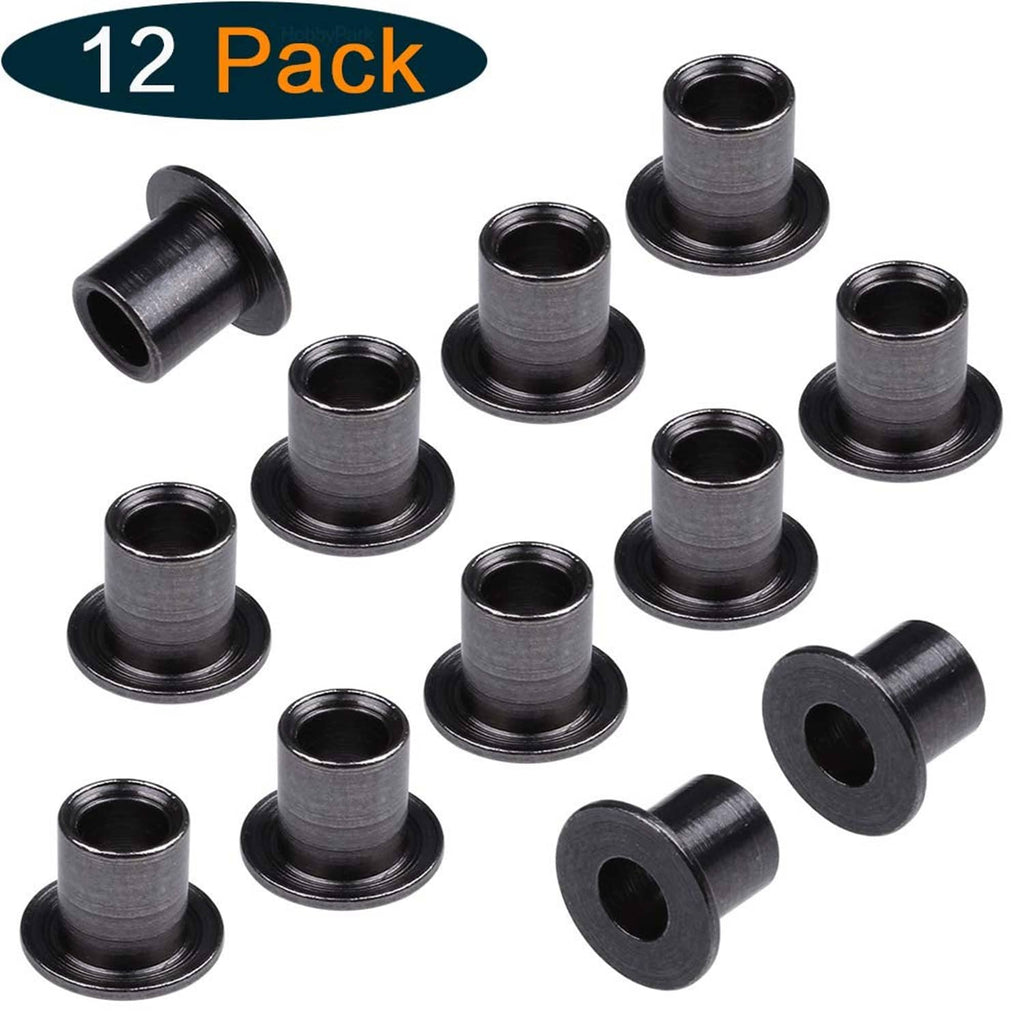 Black C-hub bushing sleeves set with flanged bases and side view cylinders