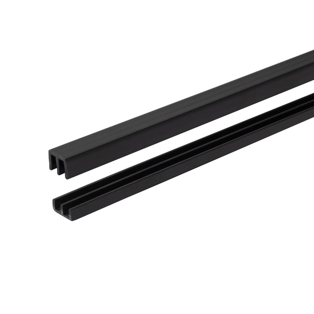 Black plastic sliding door top and bottom track rails, 4 ft