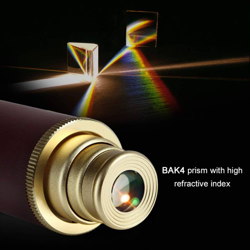 Pirate monocular telescope lens housing with gold trim and BAK4 prism