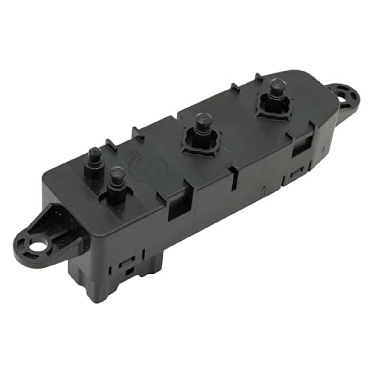 Power seat control switch with round push buttons and side mounting bracket, dark gray