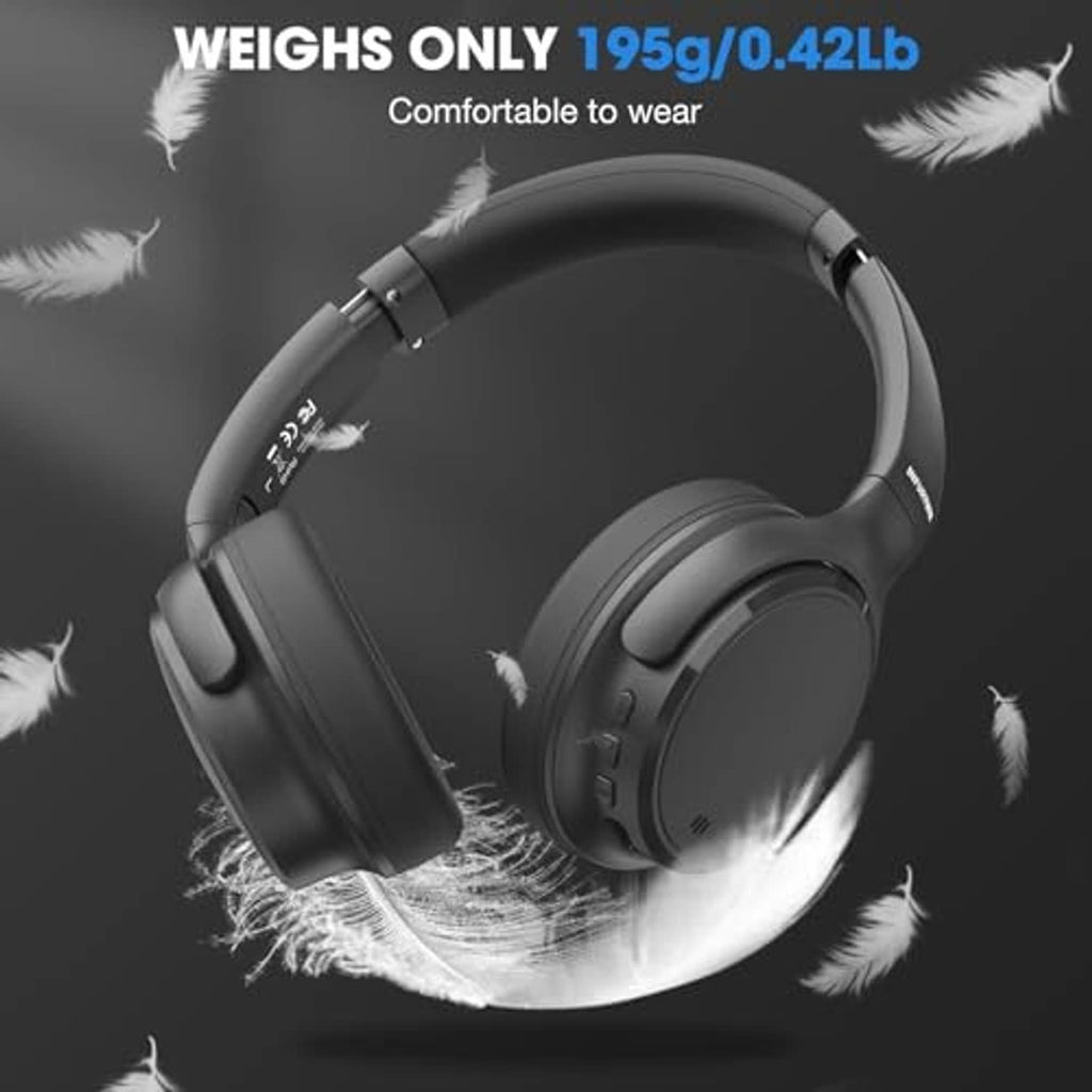 Black over-ear headphones with cushioned earcups and adjustable headband