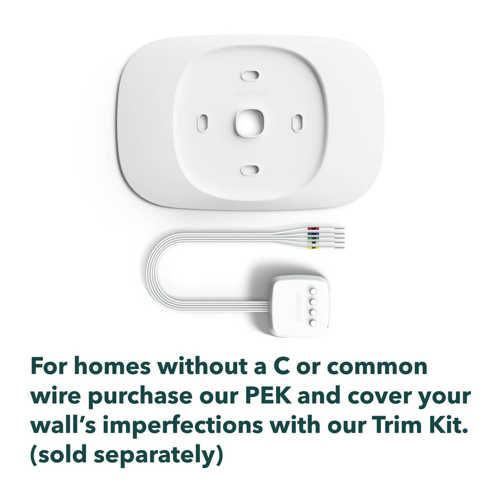White thermostat trim kit and wiring adapter with mounting base components