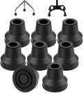 Set of 8 black quad cane rubber tips with round anti-slip base