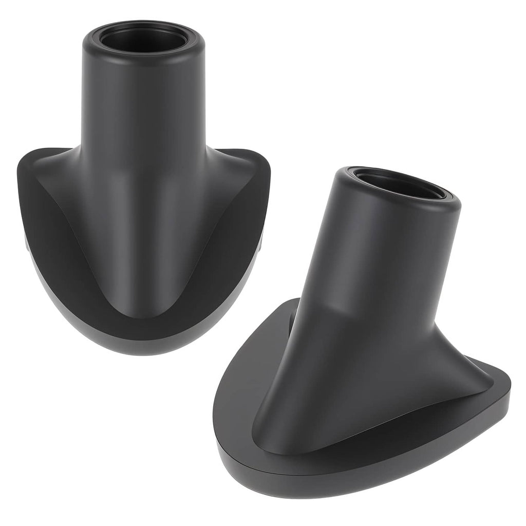 Set of 2 black golf bag stand replacement feet, molded rubber with wide base