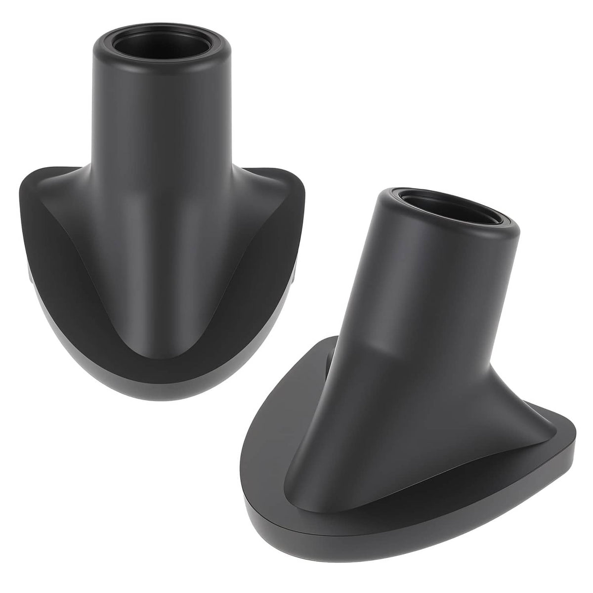 Set of 2 black golf bag stand replacement feet, molded rubber with wide base