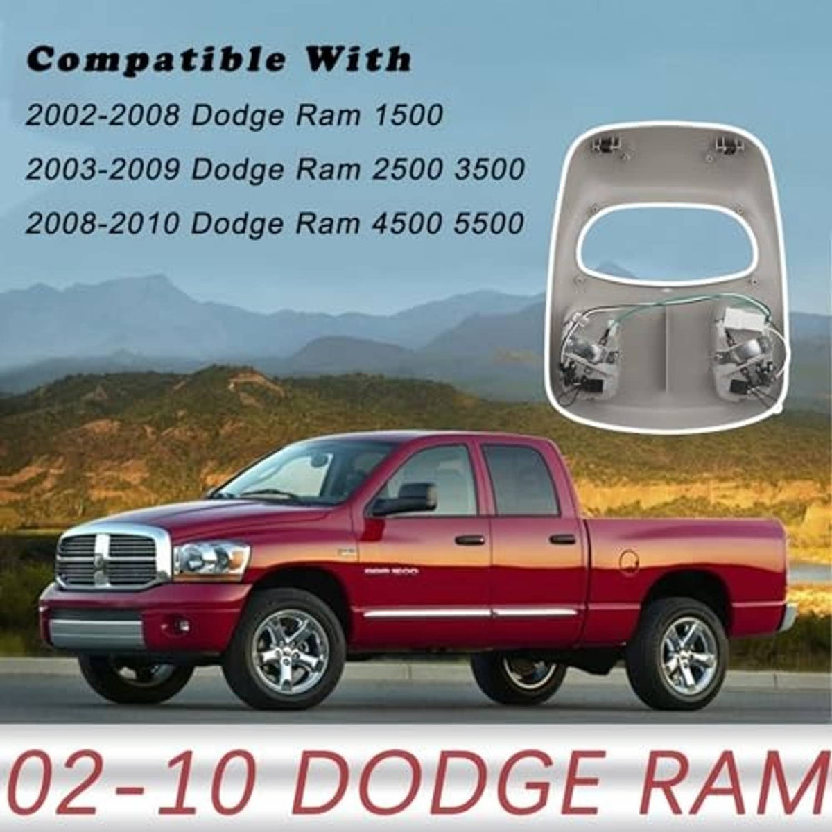 Gray dome map LED reading light assembly shown on vehicle compatibility background