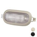 Car interior dome lamp with slate gray housing and clear textured lens