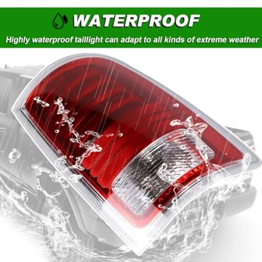 Red LED tail light assembly with clear lens, chrome reflector, and water splash
