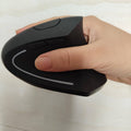 Ergonomic rechargeable mouse in black with curved thumb rest and finger buttons