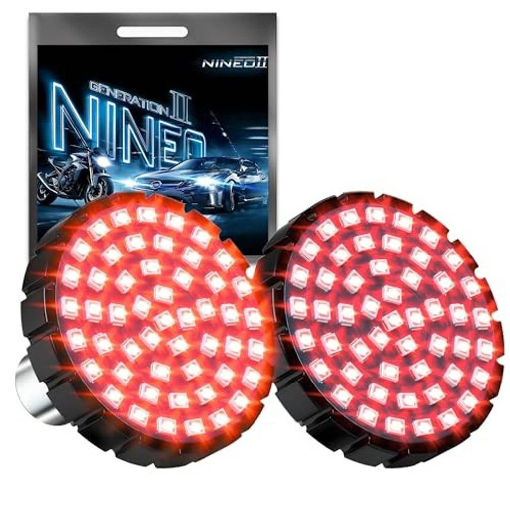 Red LED turn signal bulbs with black housing, two-piece set