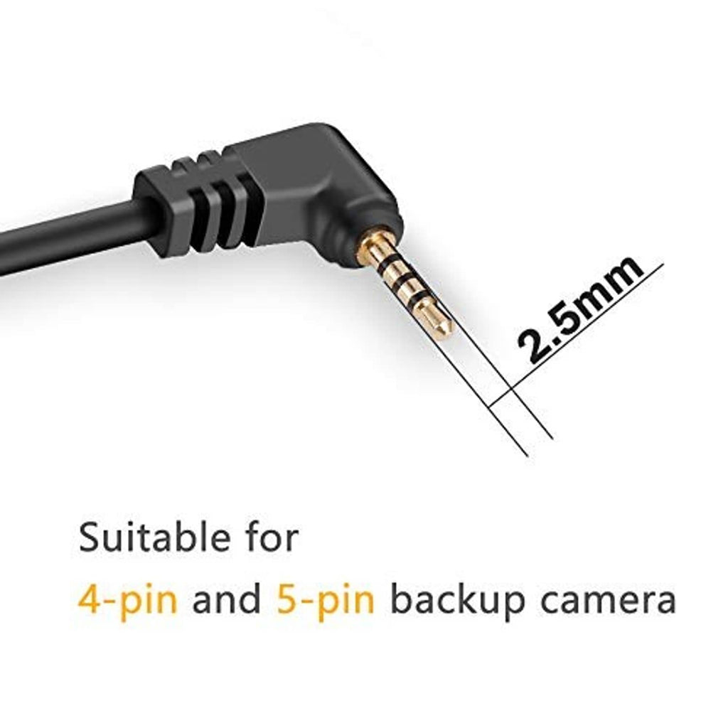 Black 2.5mm extension cord connector with gold-tipped plug and ribbed strain relief