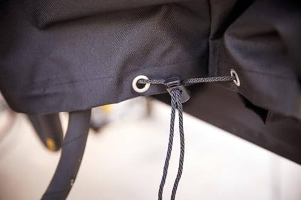 Log splitter cover fastening cord with metal grommets and tie loops