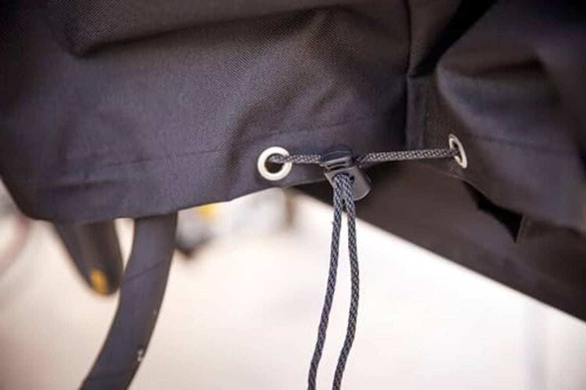 Log splitter cover fastening cord with metal grommets and tie loops