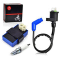 CDI box ignition coil and spark plug kit with black wire and blue connector