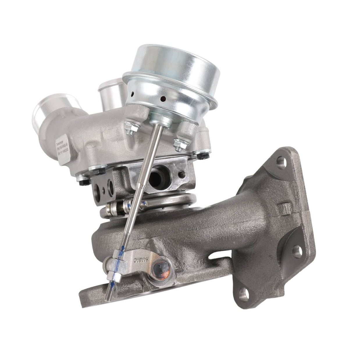 Right-side turbocharger with metal compressor housing and inlet