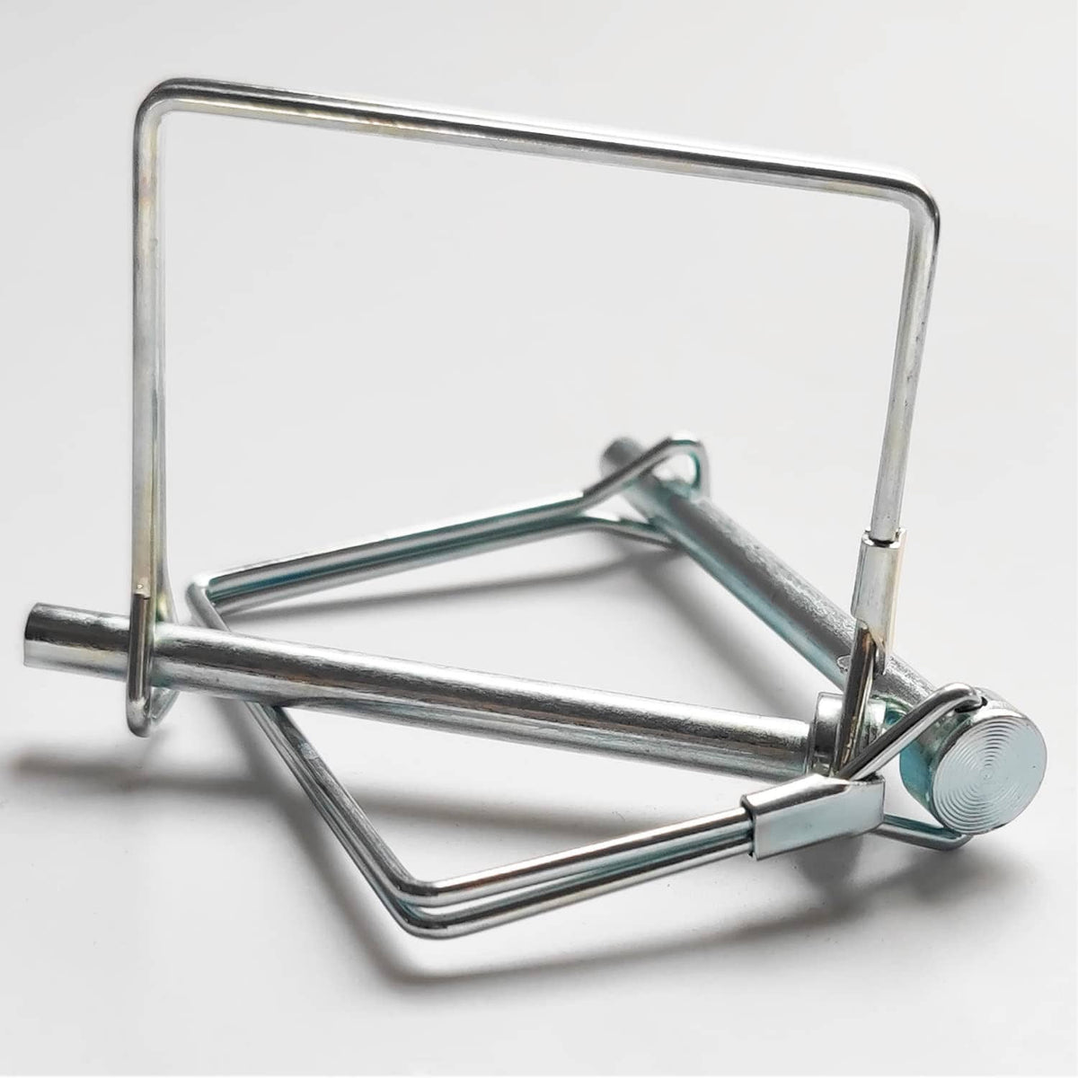 Metal wire lock pin with loop clip and coupler safety latch, 1/4 inch shaft
