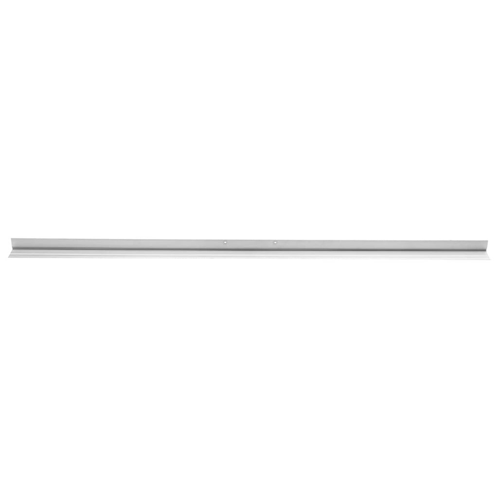 Straight silver aluminum screed blade laid flat against a white background