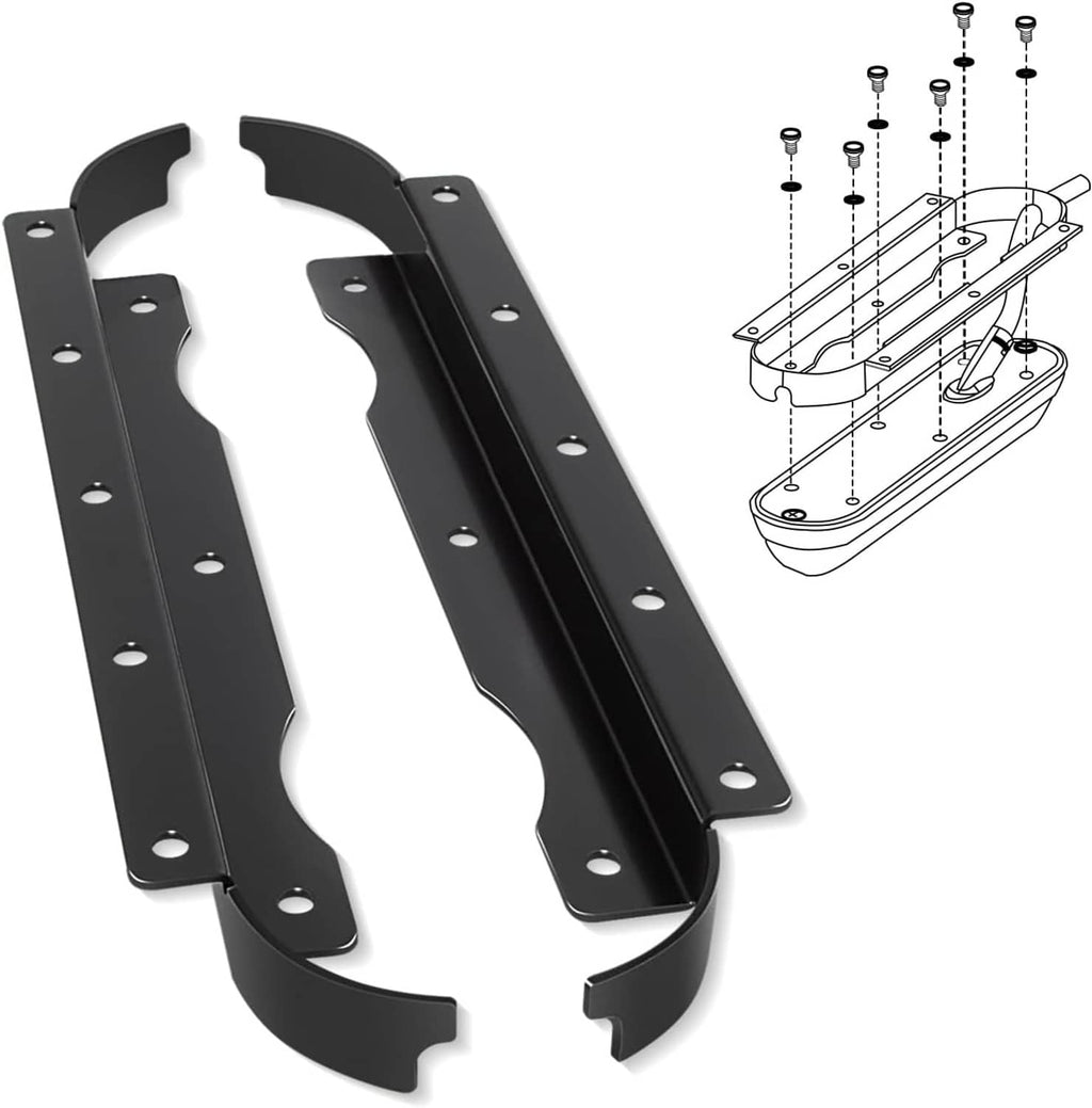Black flush-mount bracket pair with curved ends and mounting holes