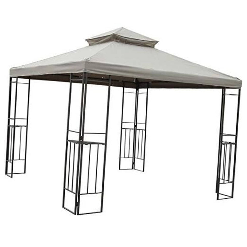 Beige gazebo replacement canopy top with slanted roof and fabric side panels
