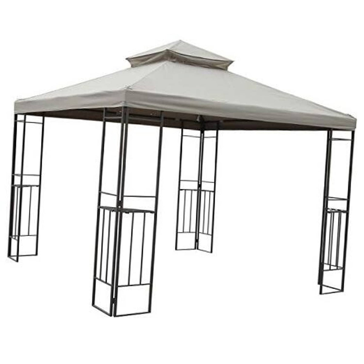 Beige gazebo replacement canopy top with slanted roof and fabric side panels