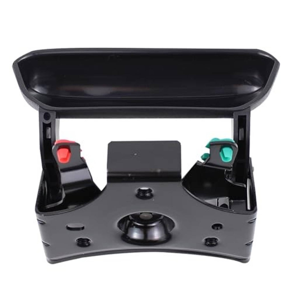 Black camera bezel base with mounting holes, central grommet, and electrical connectors