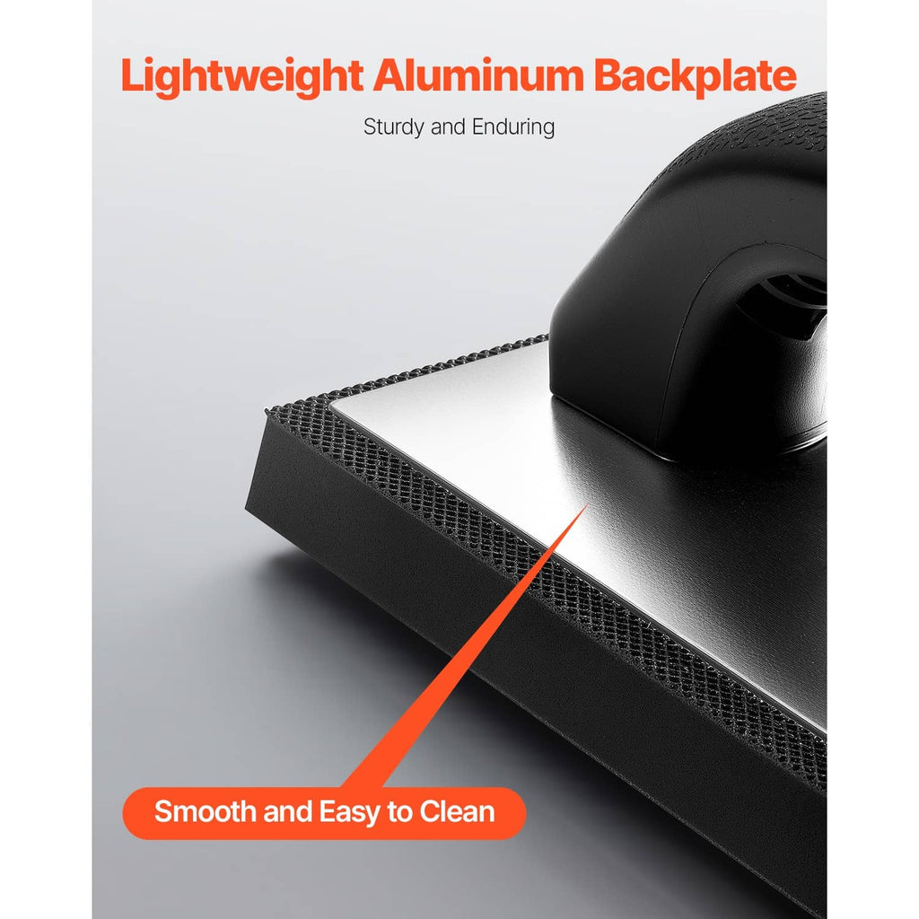 Black grout float with textured base and smooth aluminum backplate